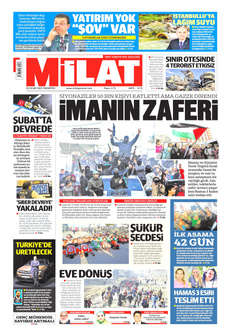 MİLAT 20 Ocak 2025 gazete manşeti
