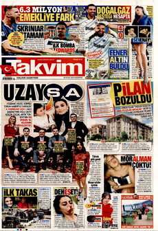 TAKVİM 20 Ocak 2025 gazete manşeti