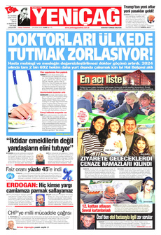 YENİÇAĞ 24 Ocak 2025 gazete manşeti