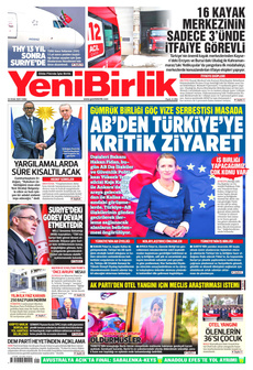 YENİBİRLİK 24 Ocak 2025 gazete manşeti