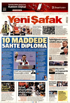 YENİ ŞAFAK 17 Mart 2025 gazete manşeti