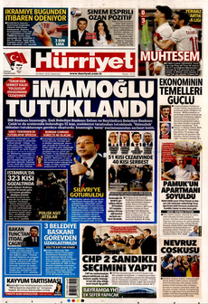 HÜRRİYET 24 Mart 2025 gazete manşeti