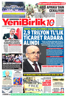 YENİBİRLİK 21 Nisan 2025 gazete manşeti