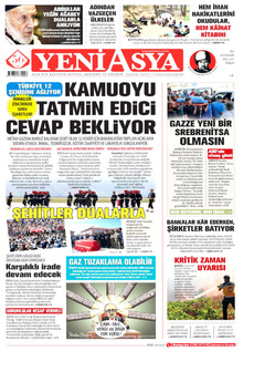 YENİ ASYA 9 Temmuz 2025 gazete manşeti