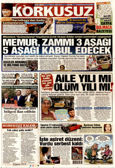 KORKUSUZ 20 Ağustos 2025 gazete manşeti
