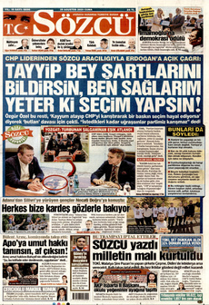 SÖZCÜ 29 Ağustos 2025 gazete manşeti