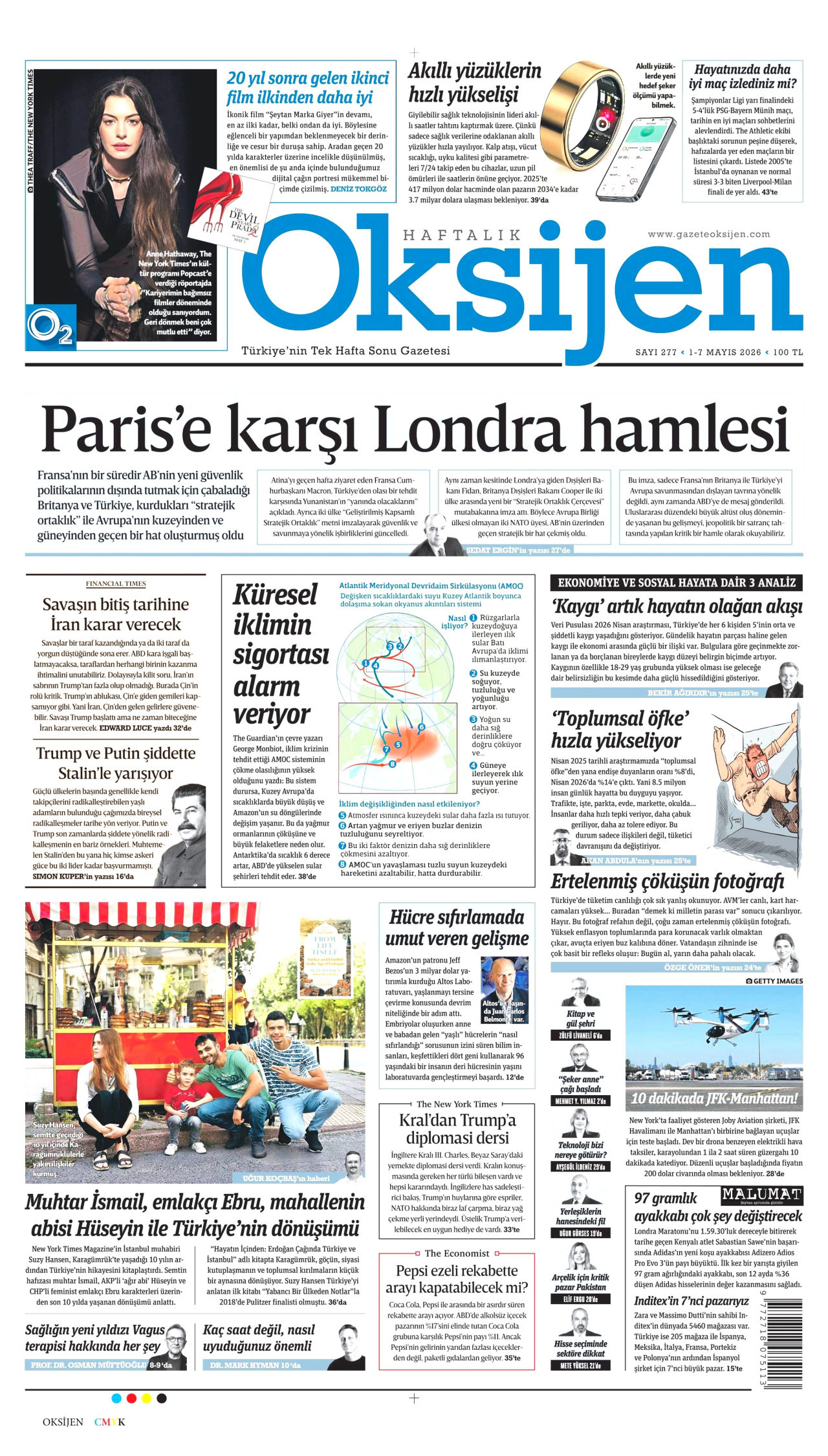 OKSİJEN gazetesinin 1 Mayıs 2026 tarihli birinci sayfası