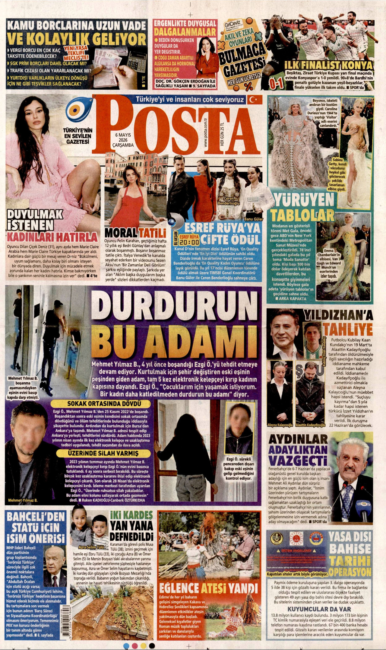 POSTA gazetesinin 6 Mayıs 2026 tarihli birinci sayfası