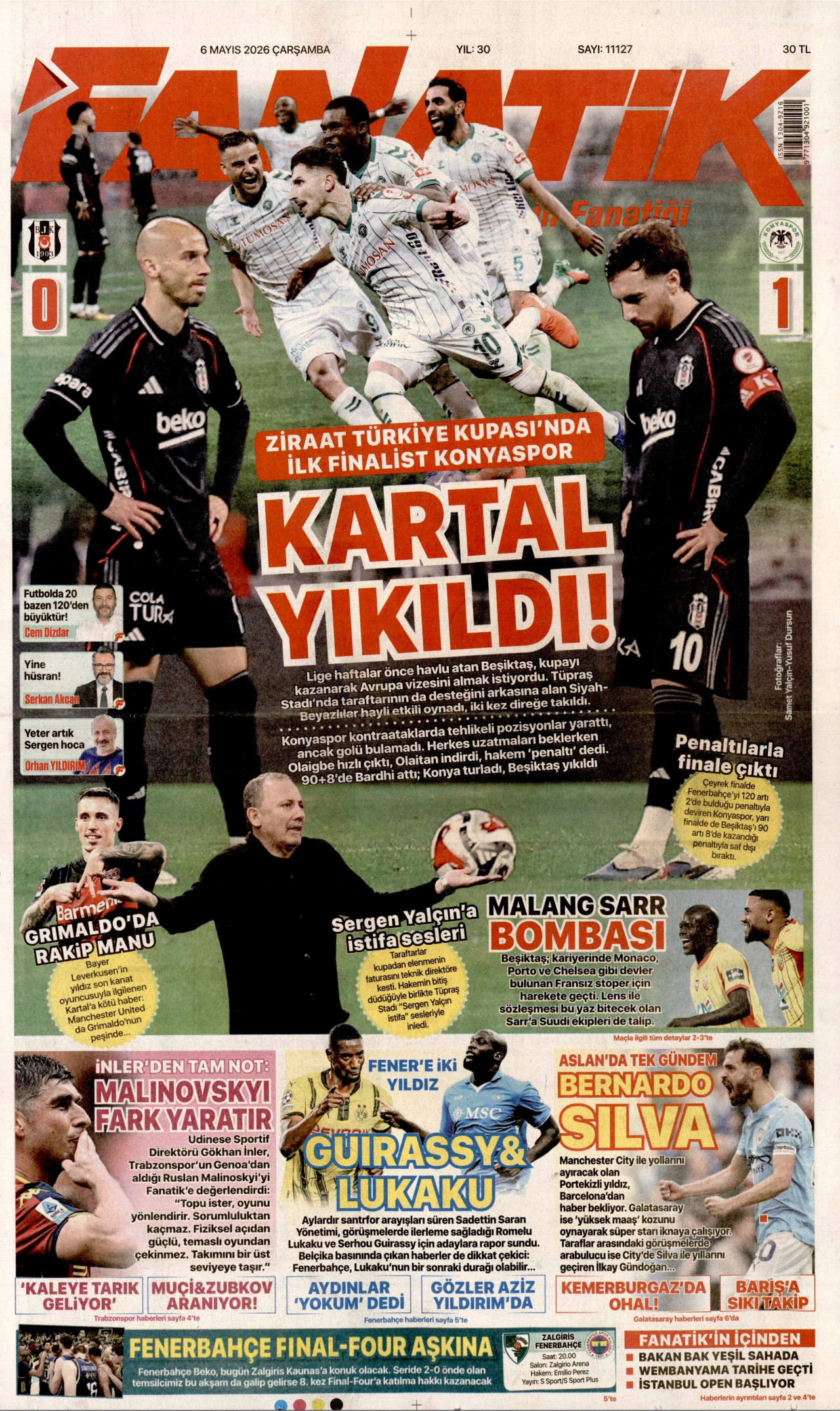 FANATİK gazetesinin 6 Mayıs 2026 tarihli birinci sayfası