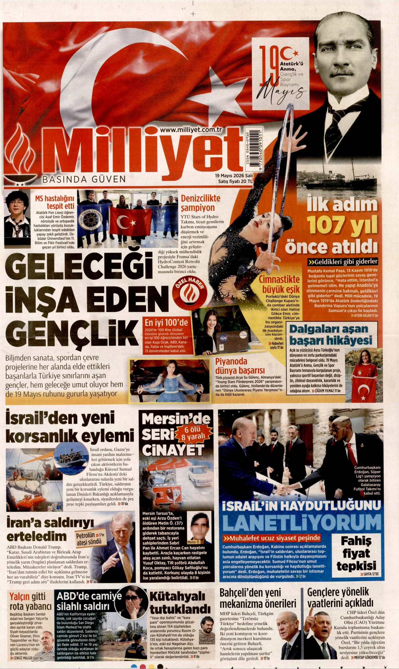 MİLLİYET gazetesinin 19 Mayıs 2026 tarihli birinci sayfası