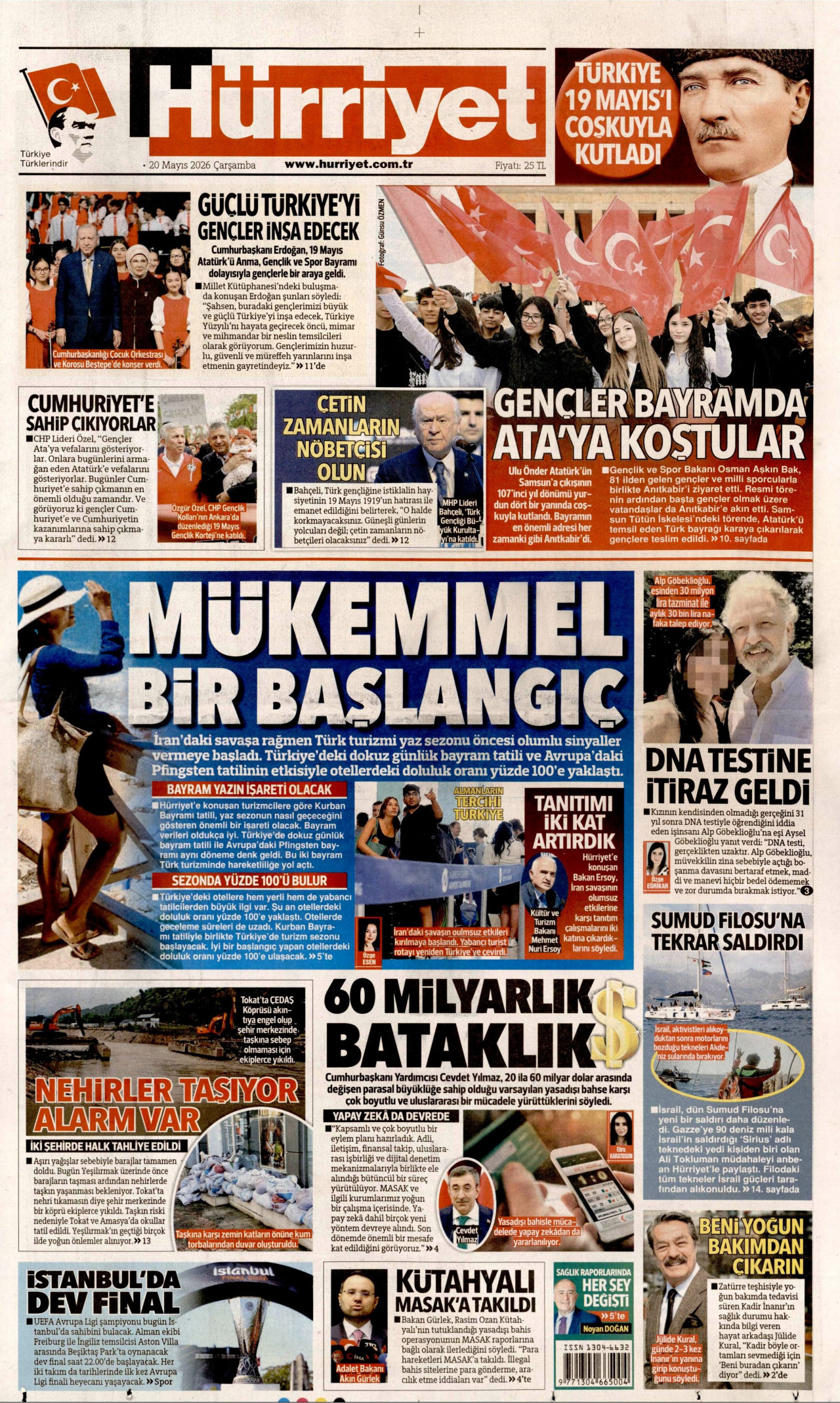 HÜRRİYET gazetesinin 20 Mayıs 2026 tarihli birinci sayfası