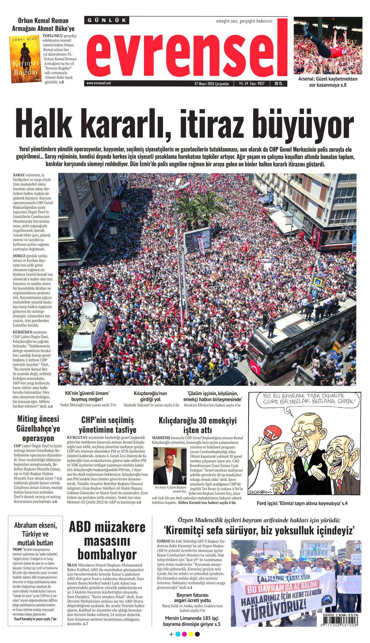 EVRENSEL gazetesinin 27 Mayıs 2026 tarihli birinci sayfası