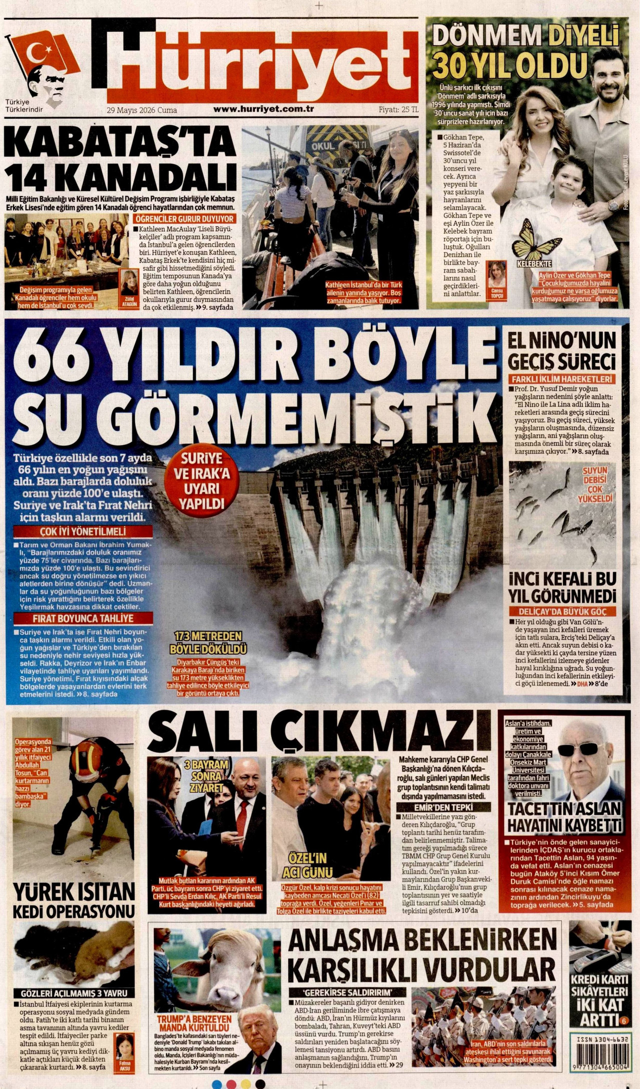 HÜRRİYET gazetesinin 29 Mayıs 2026 tarihli birinci sayfası