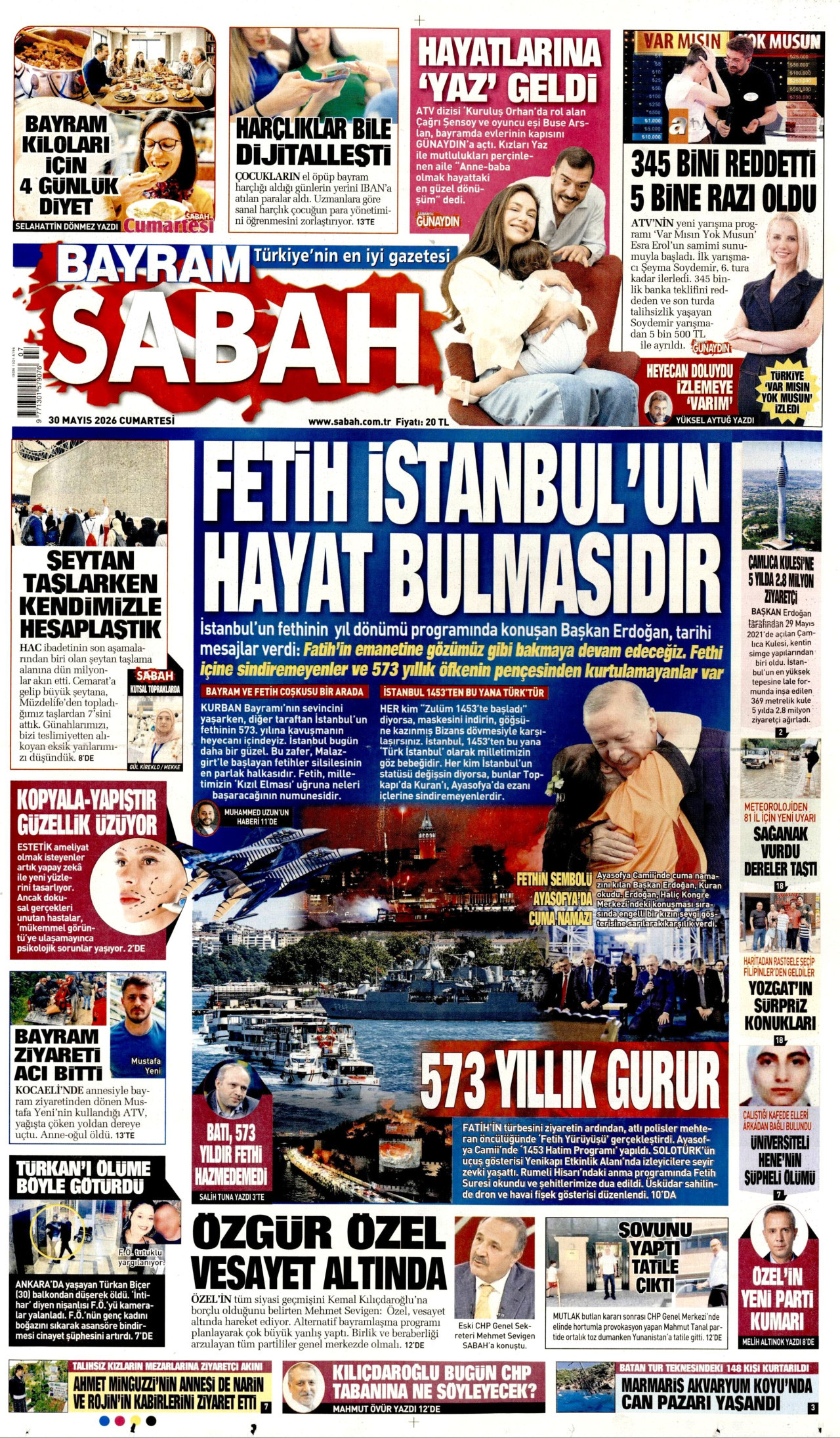 SABAH gazetesinin 30 Mayıs 2026 tarihli birinci sayfası