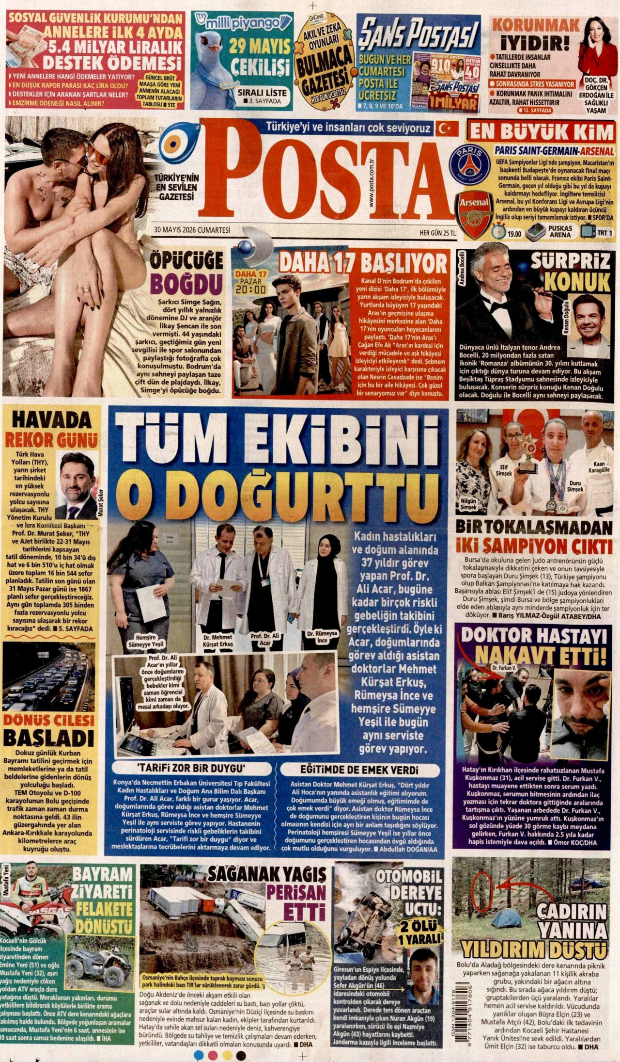 POSTA gazetesinin 30 Mayıs 2026 tarihli birinci sayfası