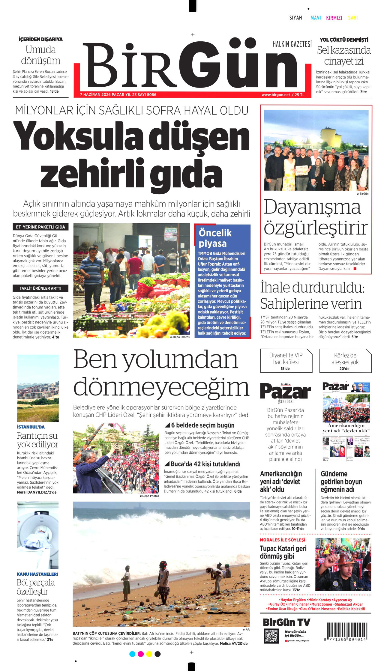 BİRGÜN gazetesinin 7 Haziran 2026 tarihli birinci sayfası