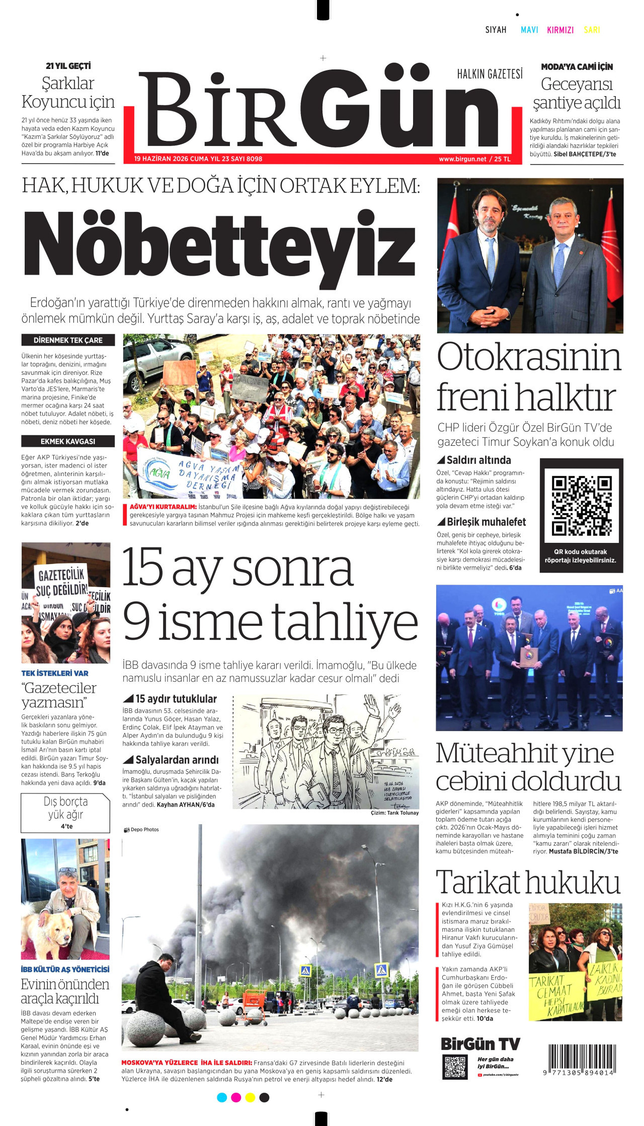 BİRGÜN gazetesinin 19 Haziran 2026 tarihli birinci sayfası