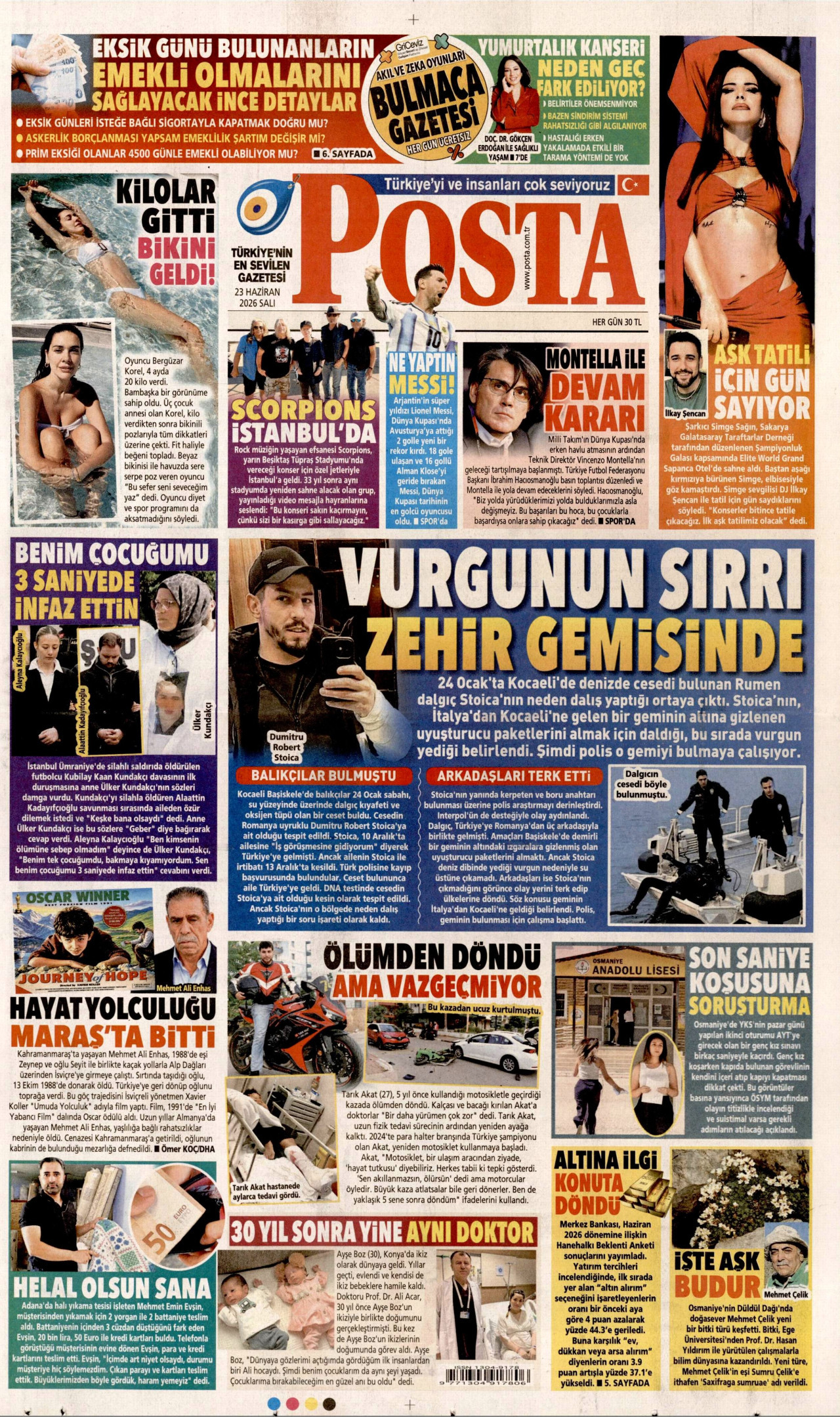 POSTA gazetesinin 23 Haziran 2026 tarihli birinci sayfası