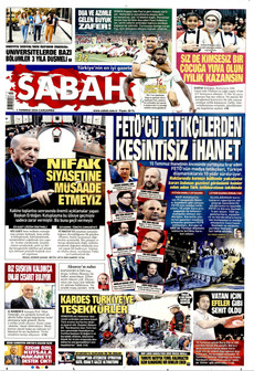 SABAH 1 Temmuz 2026 gazete manşeti