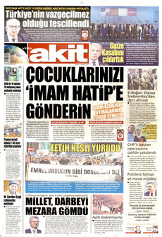 YENİ AKİT 12 Temmuz 2026 gazete manşeti