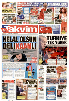 TAKVİM 13 Temmuz 2026 gazete manşeti
