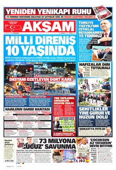 AKŞAM 15 Temmuz 2026 gazete manşeti