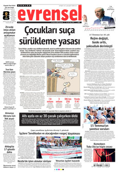 EVRENSEL 15 Temmuz 2026 gazete manşeti