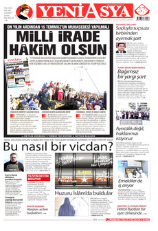 YENİ ASYA 15 Temmuz 2026 gazete manşeti