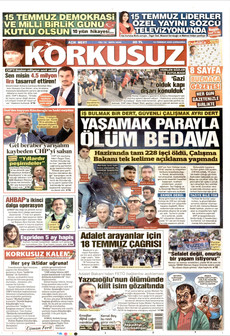 KORKUSUZ 15 Temmuz 2026 gazete manşeti