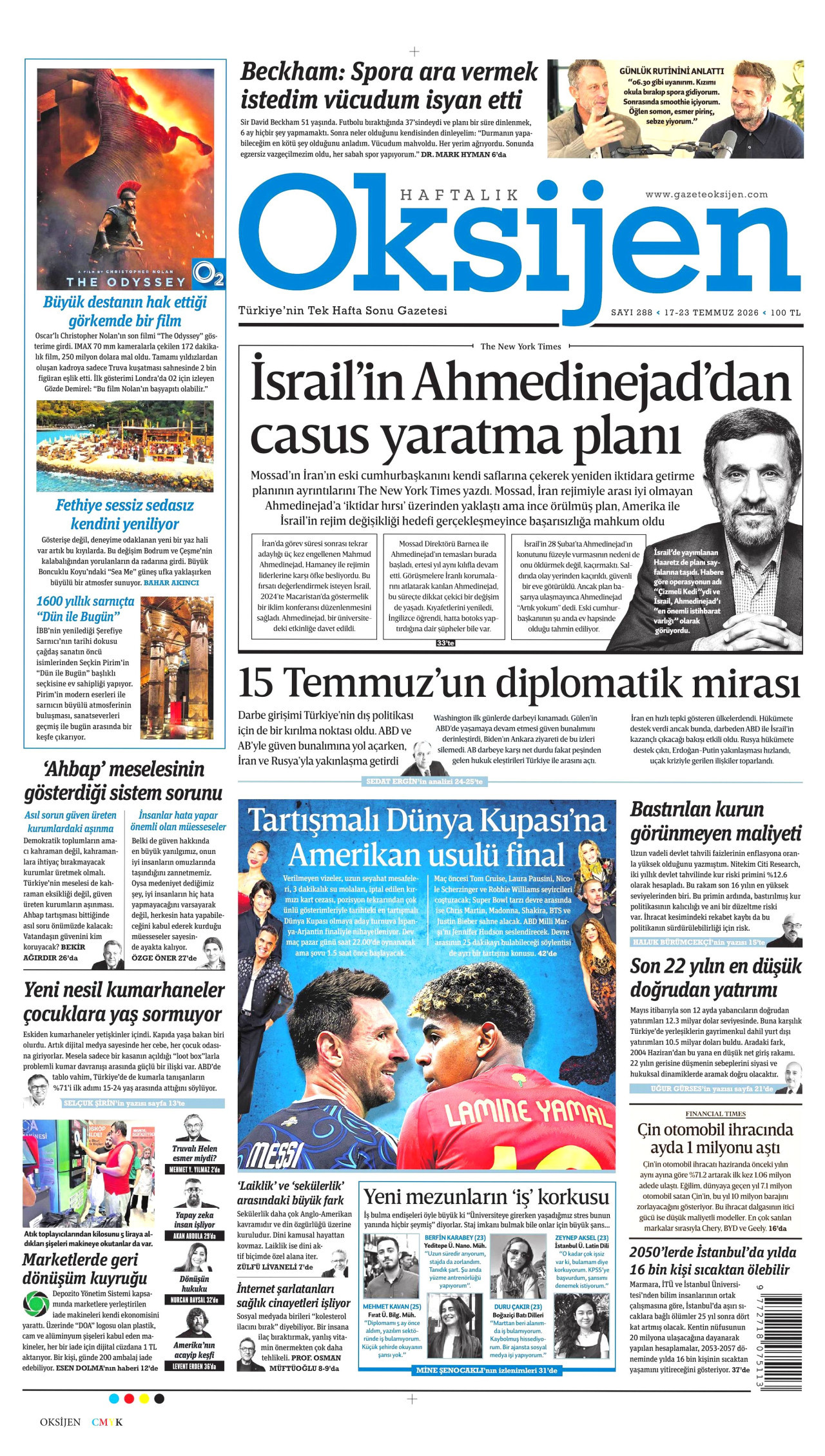 OKSİJEN gazetesinin 17 Temmuz 2026 tarihli birinci sayfası