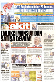 YENİ AKİT 20 Temmuz 2026 gazete manşeti