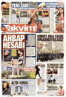 TAKVİM 21 Temmuz 2026 gazete manşeti