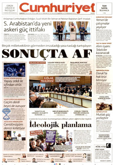 CUMHURİYET 8 Ağustos 2026 gazete manşeti