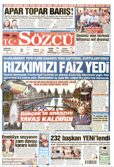 SÖZCÜ 9 Ağustos 2026 gazete manşeti