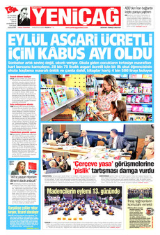 YENİÇAĞ 9 Ağustos 2026 gazete manşeti
