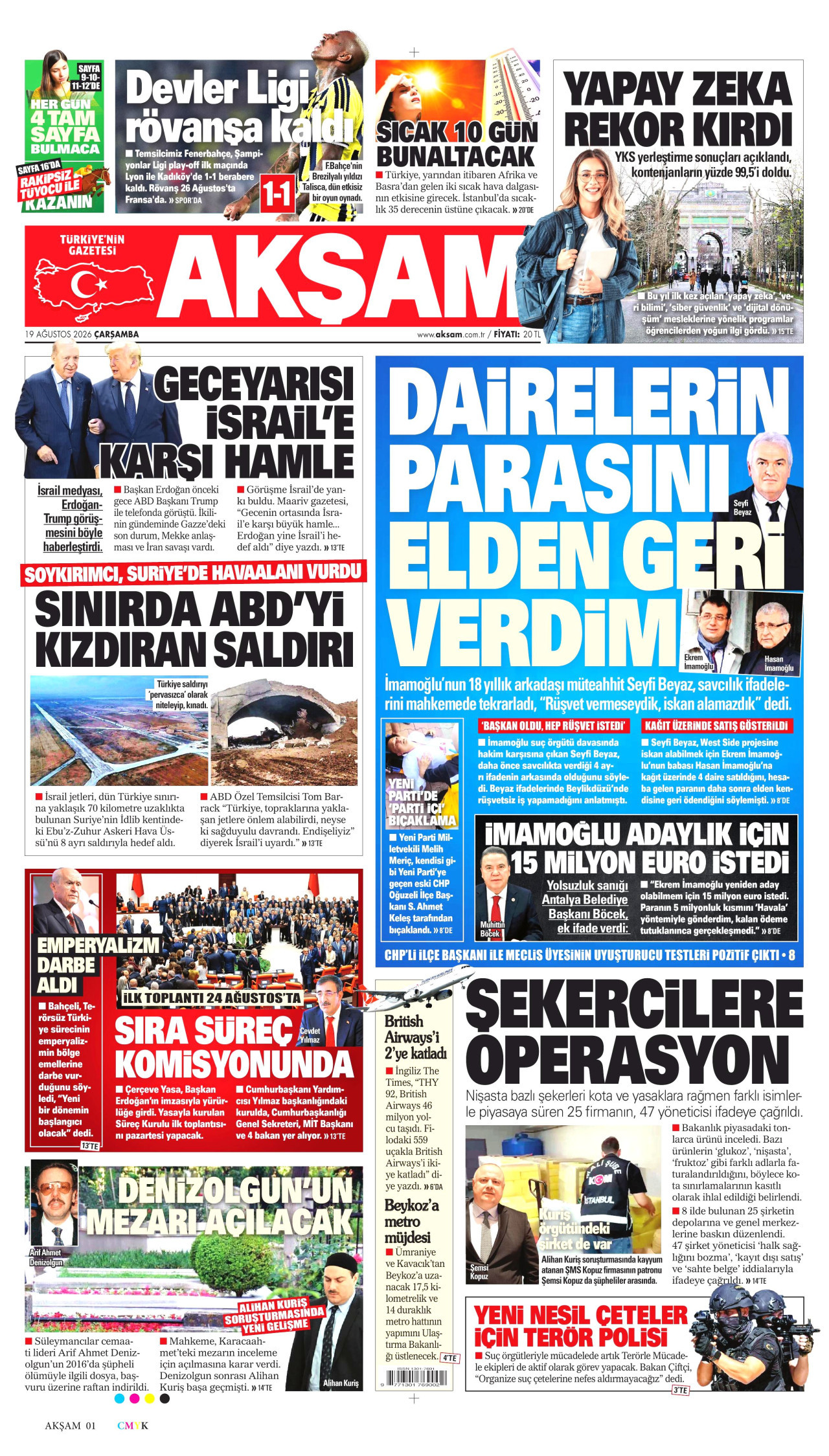 AKŞAM 19 Ağustos 2026 Gazete Manşeti Büyük