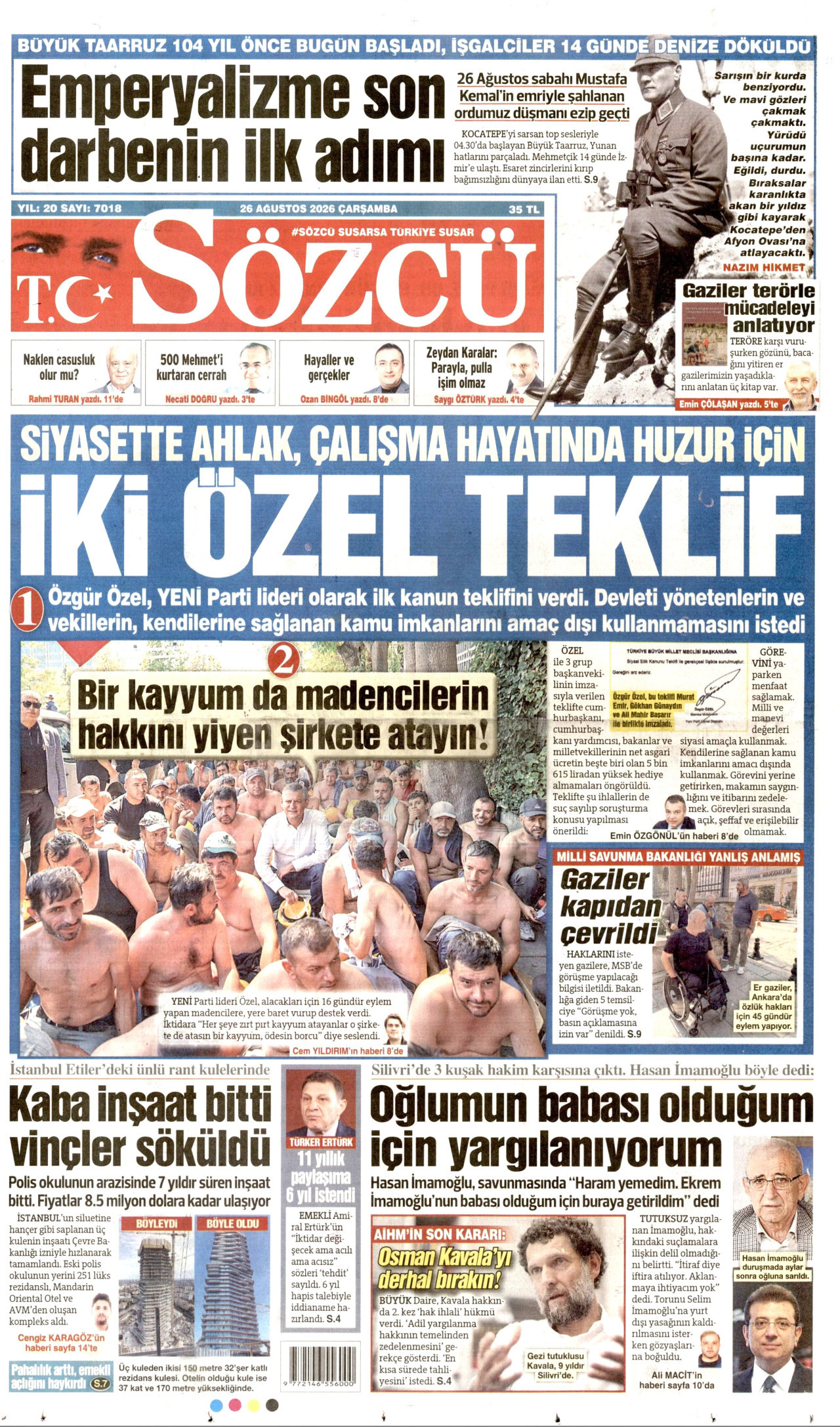 SÖZCÜ 26 Ağustos 2026 Gazete Manşeti Büyük
