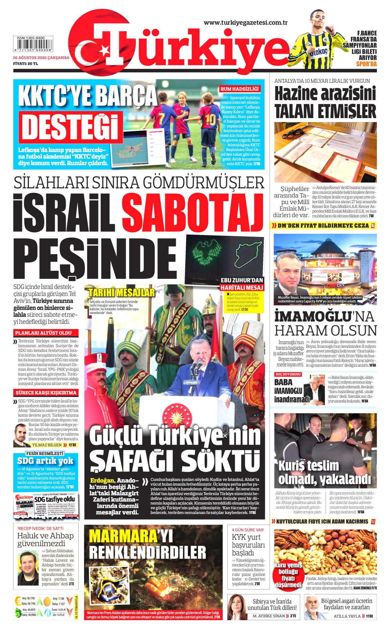 TÜRKİYE GAZETESİ 26 Ağustos 2026 Gazete Manşeti Büyük