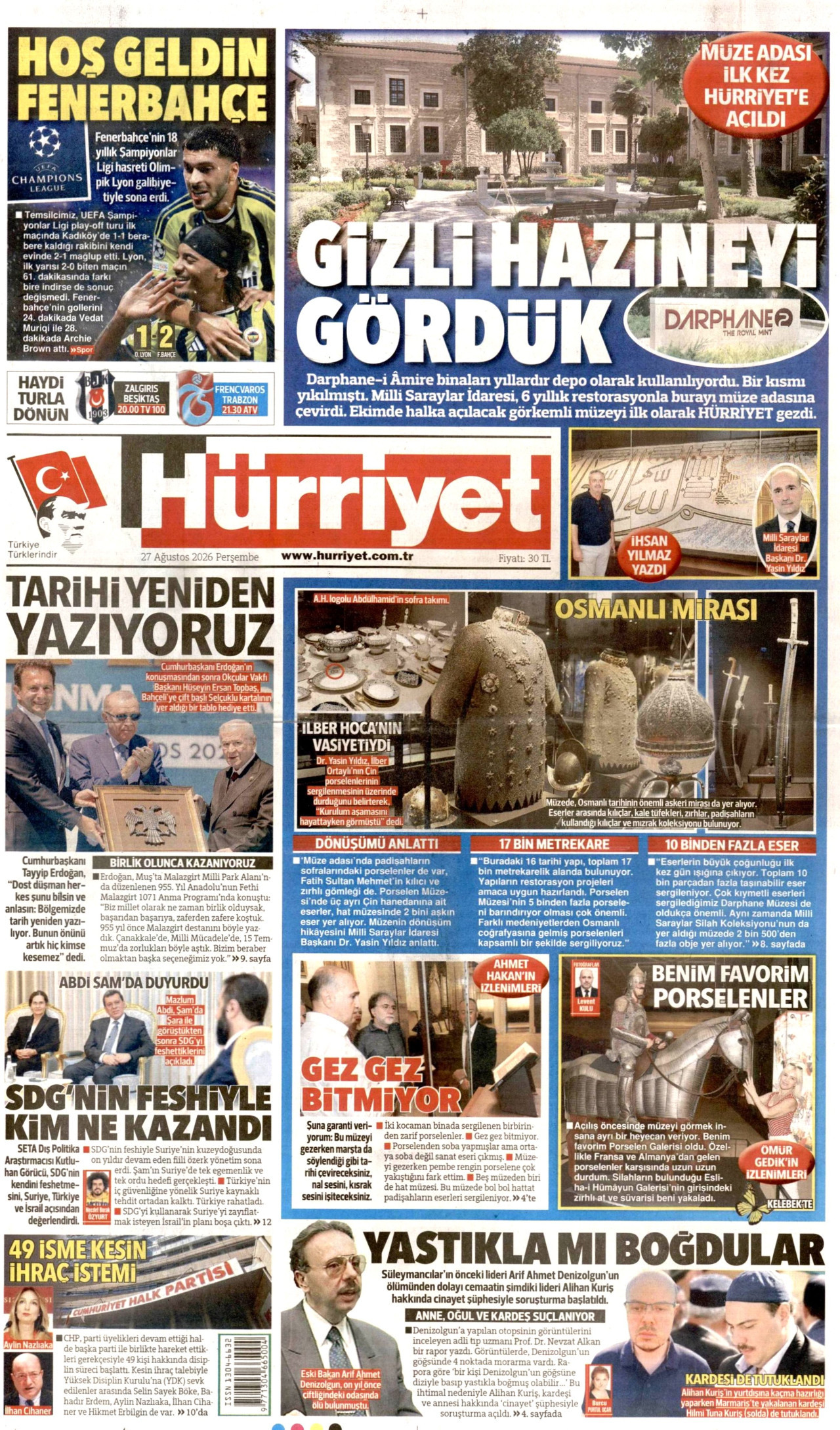 HÜRRİYET 27 Ağustos 2026 Gazete Manşeti Büyük