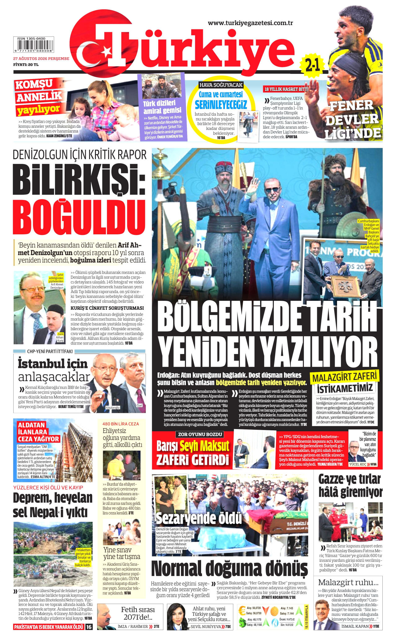 TÜRKİYE GAZETESİ 27 Ağustos 2026 Gazete Manşeti Büyük