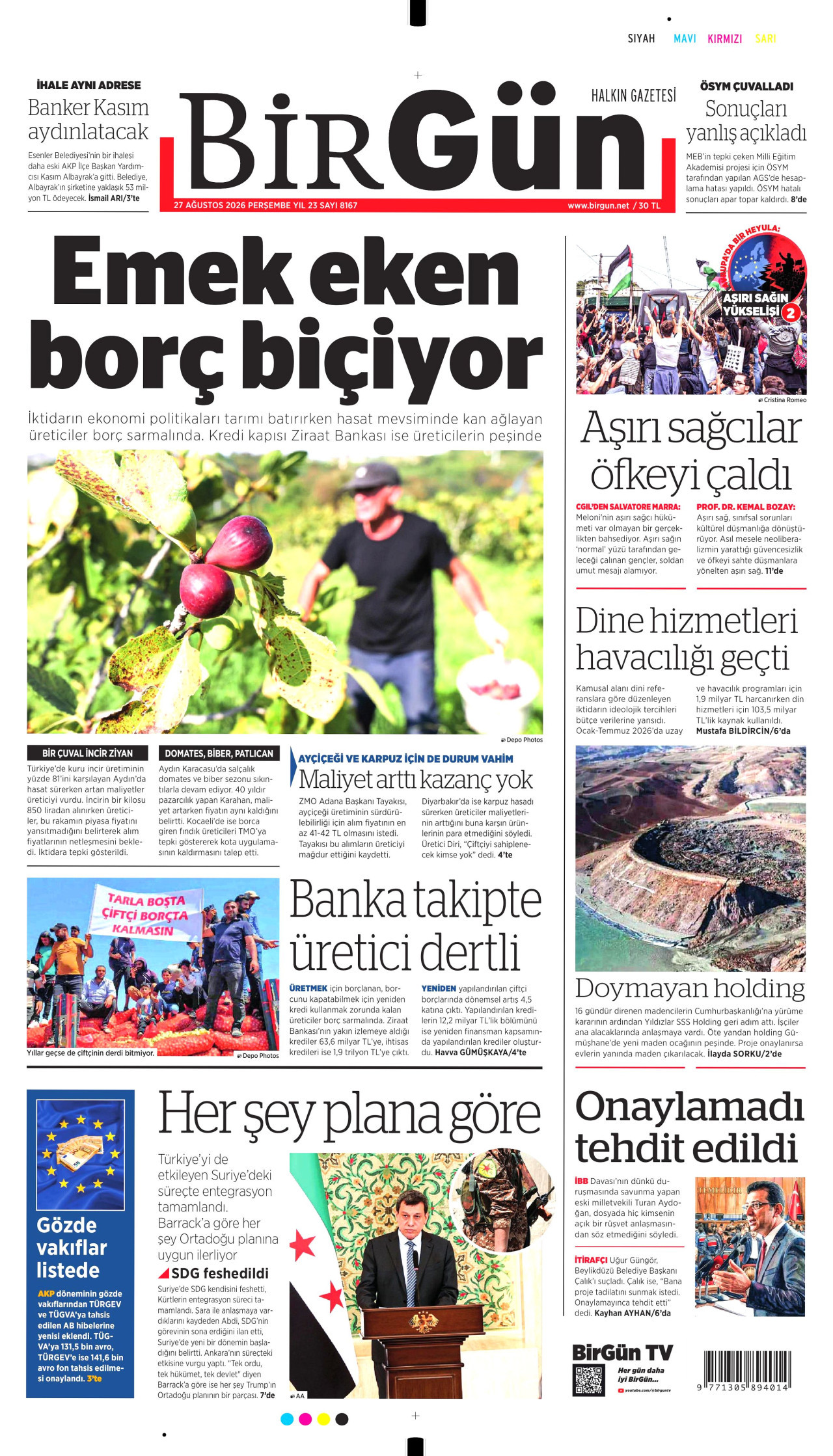BİRGÜN 27 Ağustos 2026 Gazete Manşeti Büyük