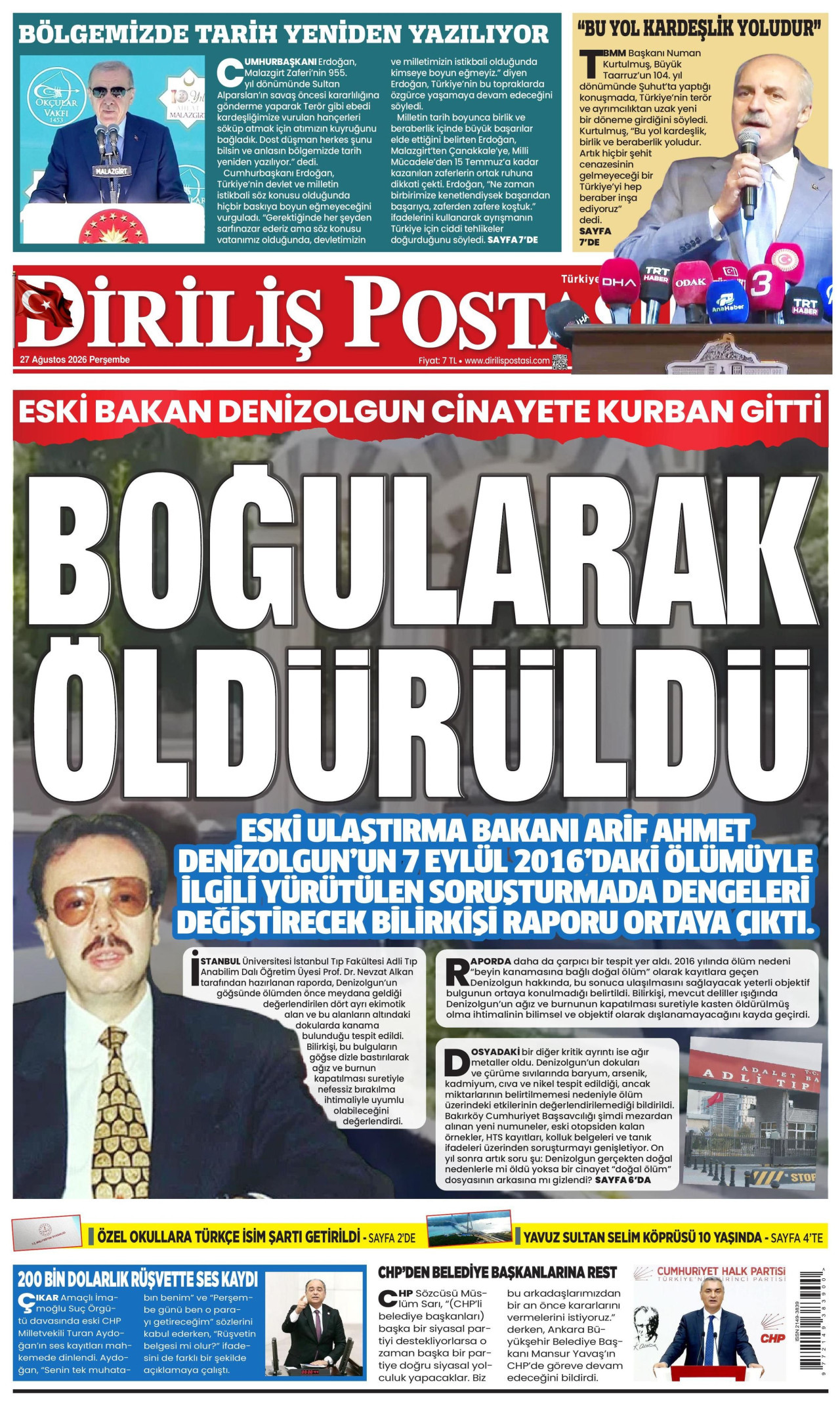DİRİLİŞ POSTASI 27 Ağustos 2026 Gazete Manşeti Büyük