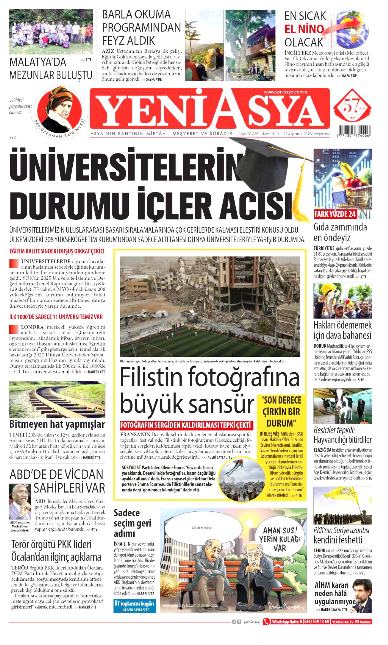 YENİ ASYA 27 Ağustos 2026 Gazete Manşeti Büyük