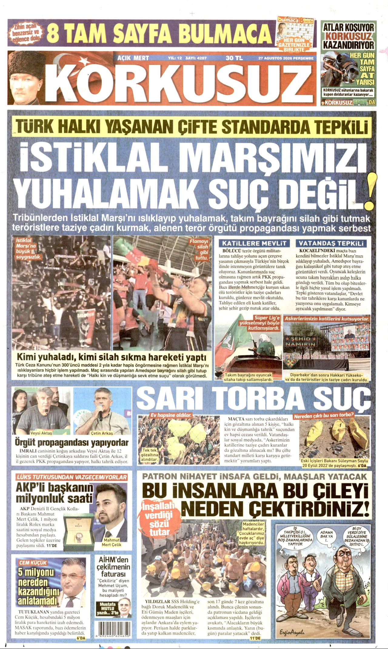KORKUSUZ 27 Ağustos 2026 Gazete Manşeti Büyük