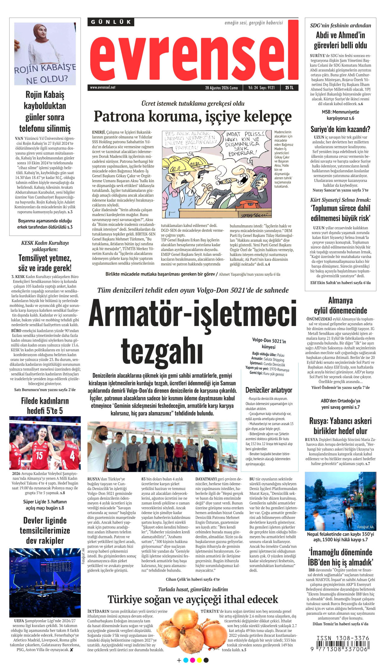 EVRENSEL 28 Ağustos 2026 Gazete Manşeti Büyük