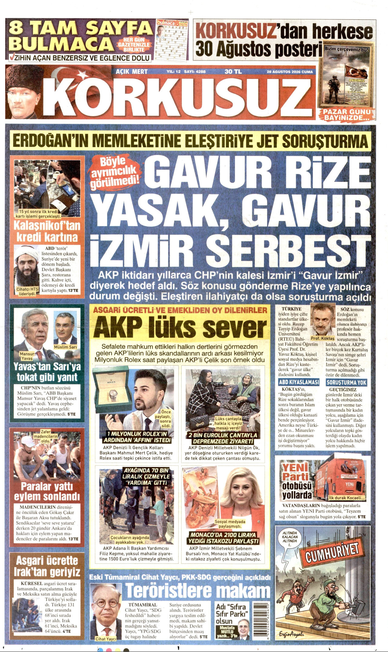 KORKUSUZ 28 Ağustos 2026 Gazete Manşeti Büyük