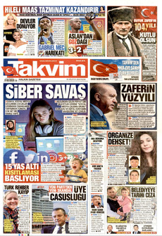 TAKVİM 30 Ağustos 2026 gazete manşeti