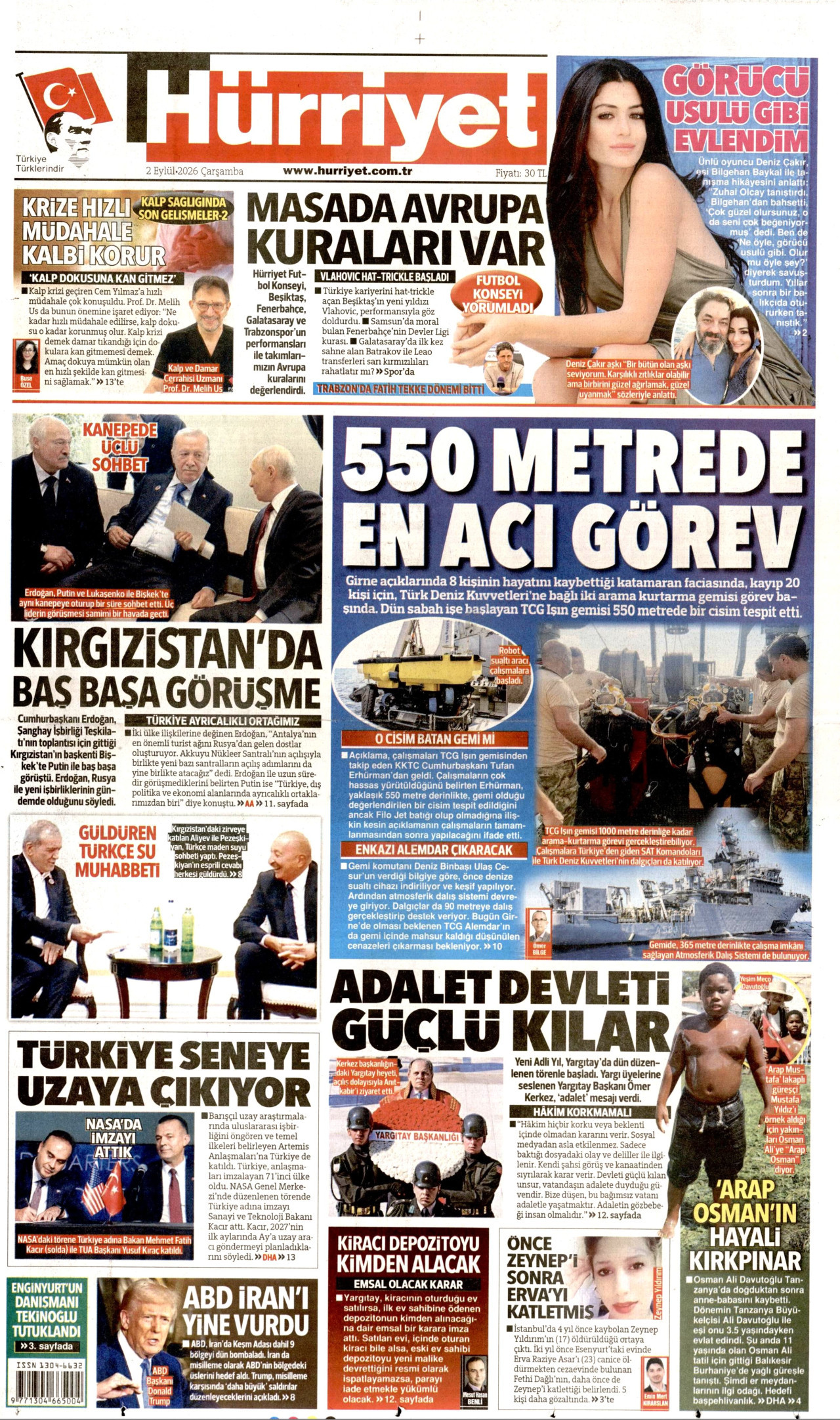 HÜRRİYET 2 Eylül 2026 Gazete Manşeti Büyük