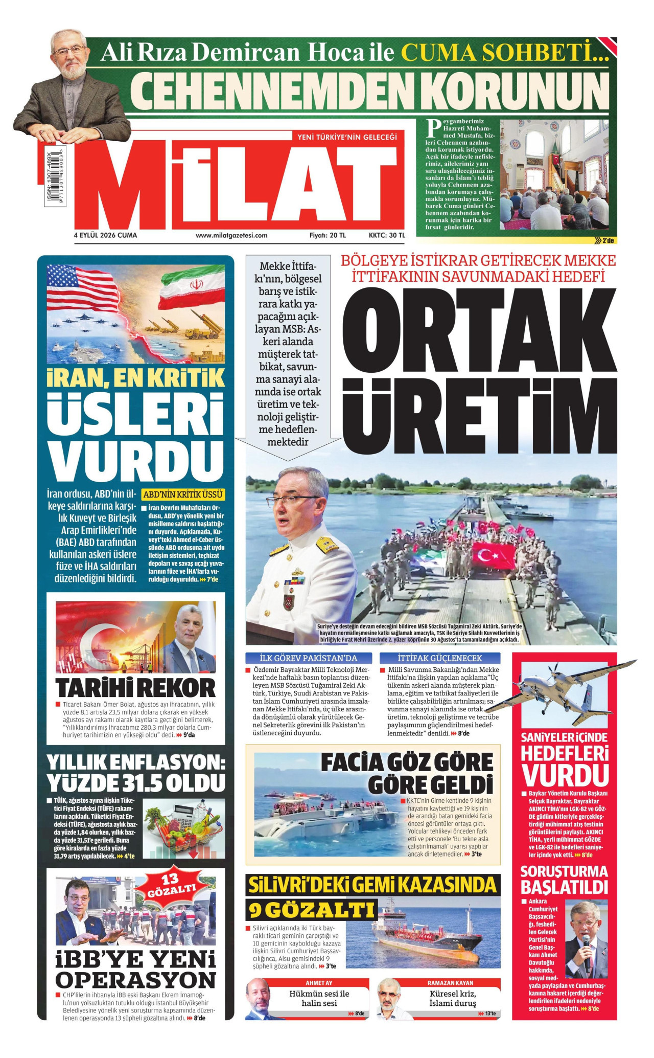 MİLAT 4 Eylül 2026 Gazete Manşeti Büyük