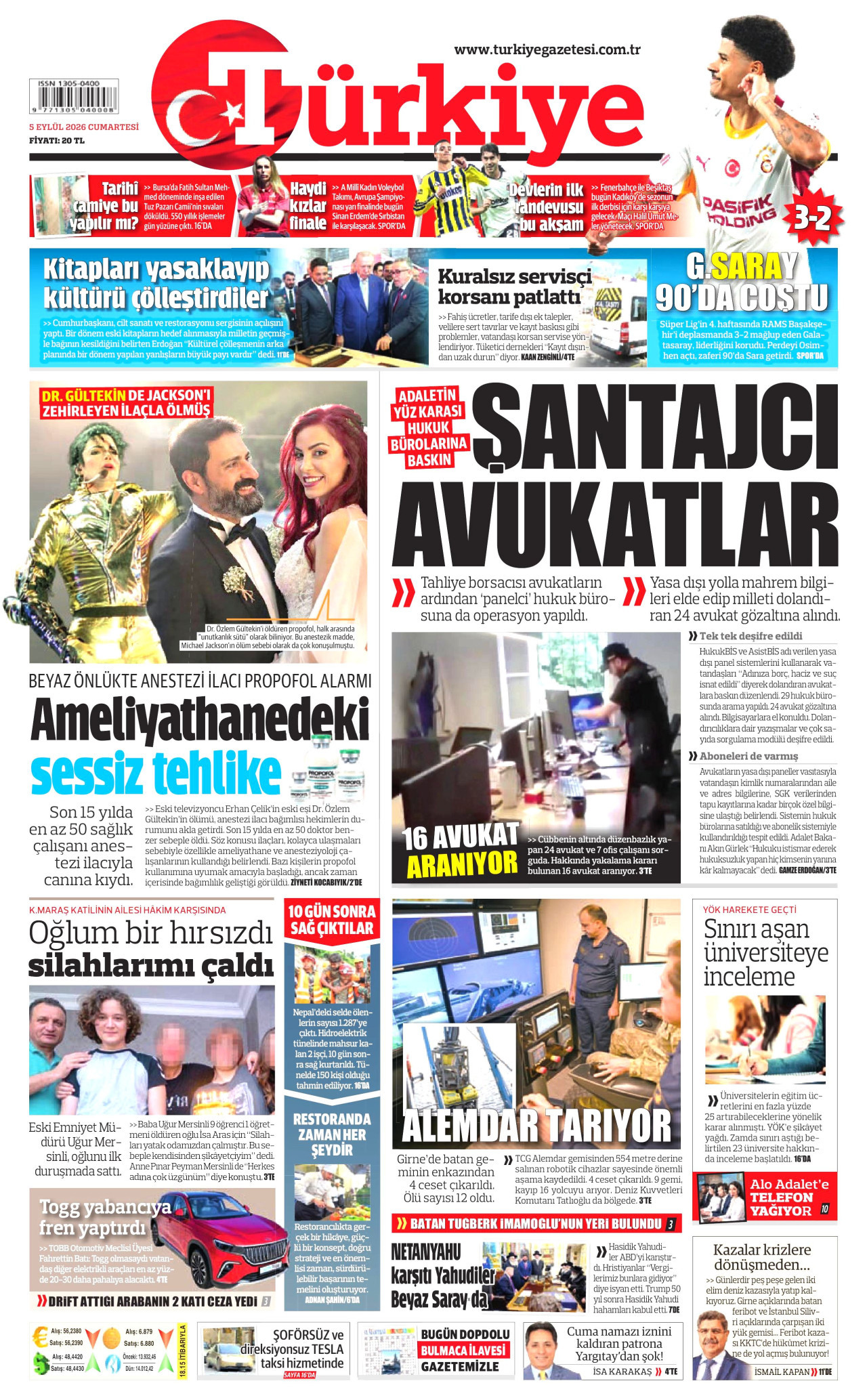 TÜRKİYE GAZETESİ 5 Eylül 2026 Gazete Manşeti Büyük